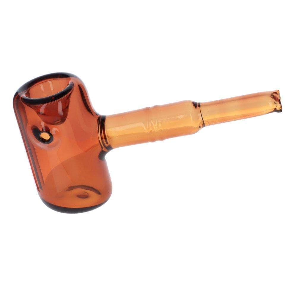 A side view of the 5" Everyday Essentials Sherlock Pipe in clear glass, showcasing its curved design.