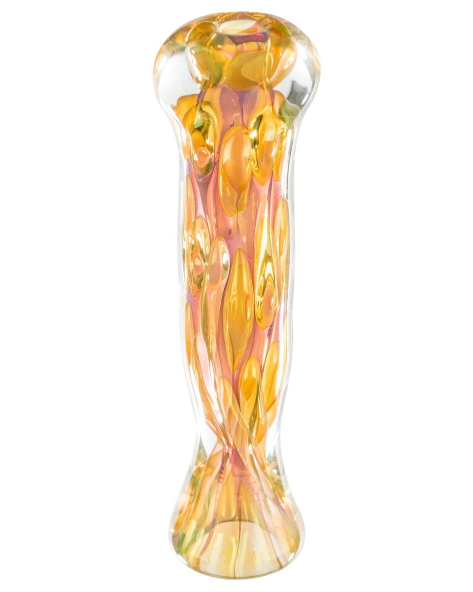 Front view of the Fumed Bubble Chillum, a small, glass piece with a rounded shape and visible fume patterns.