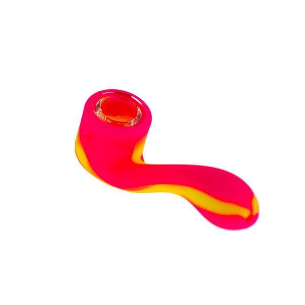 A side view of the Silicone Sherlock Hand Pipe, showcasing its curved design and smooth, textured surface.