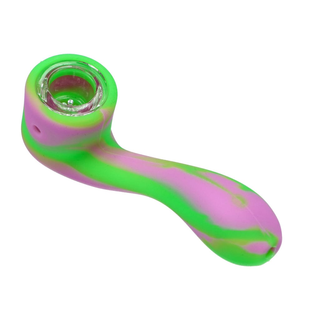 A close-up of the Silicone Sherlock Hand Pipe, displaying its curved shape and smooth, matte finish against a plain white background.