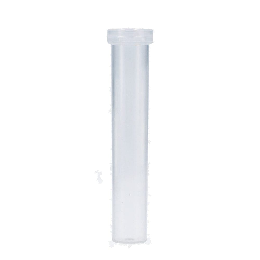 Front view of the Hinged Cap Vial Joint Tube, a clear glass tube with a simple, capped joint design.