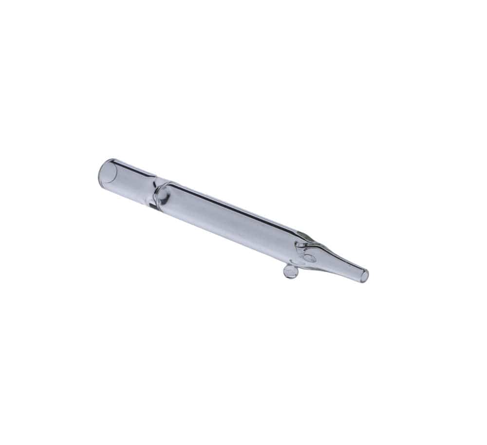 A diagonal view of the 5-inch Everyday Essentials One Hitter, showcasing its simple glass tube design.