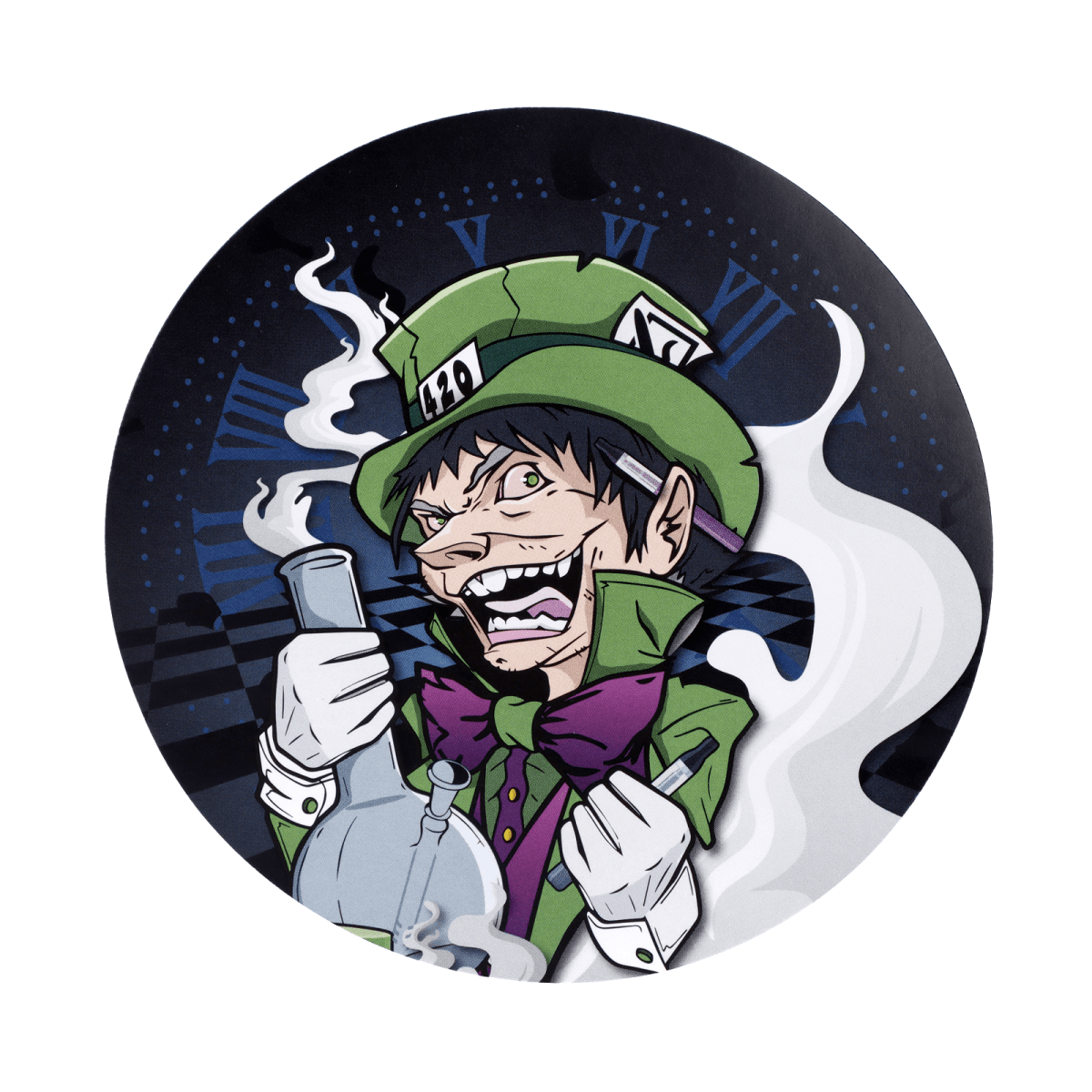 A vibrant illustration of the “420 Bunny” Smoking Box shows a cartoon rabbit exhaling smoke against a dark background.