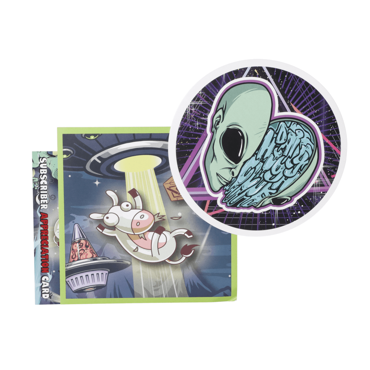 Front view of the “March Martian” Smoking Box, featuring a green alien head design against a dark, starry background.