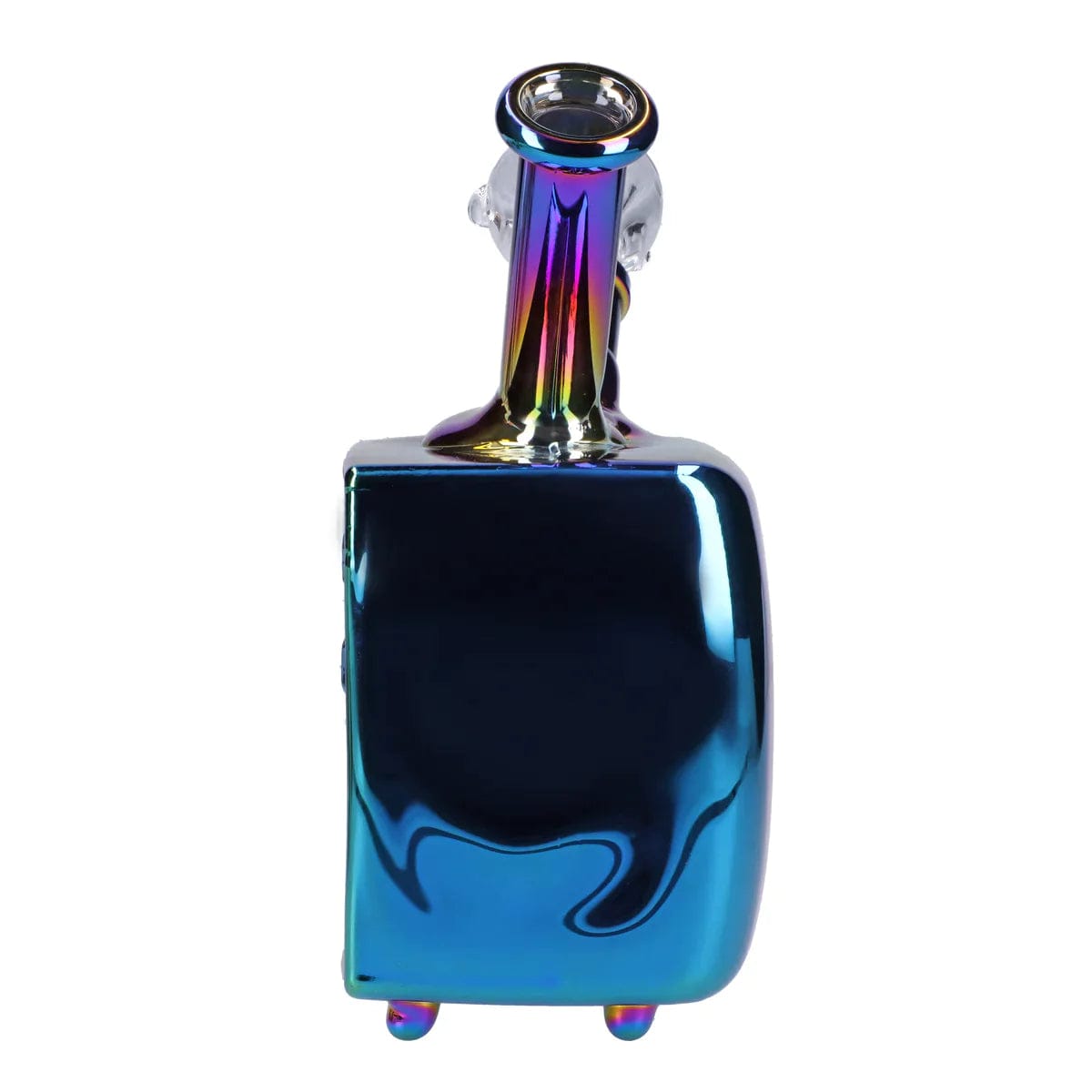 Front view of the “Turkey Day Touchdown” Box, a colorful glass piece with a rounded base and textured detailing.