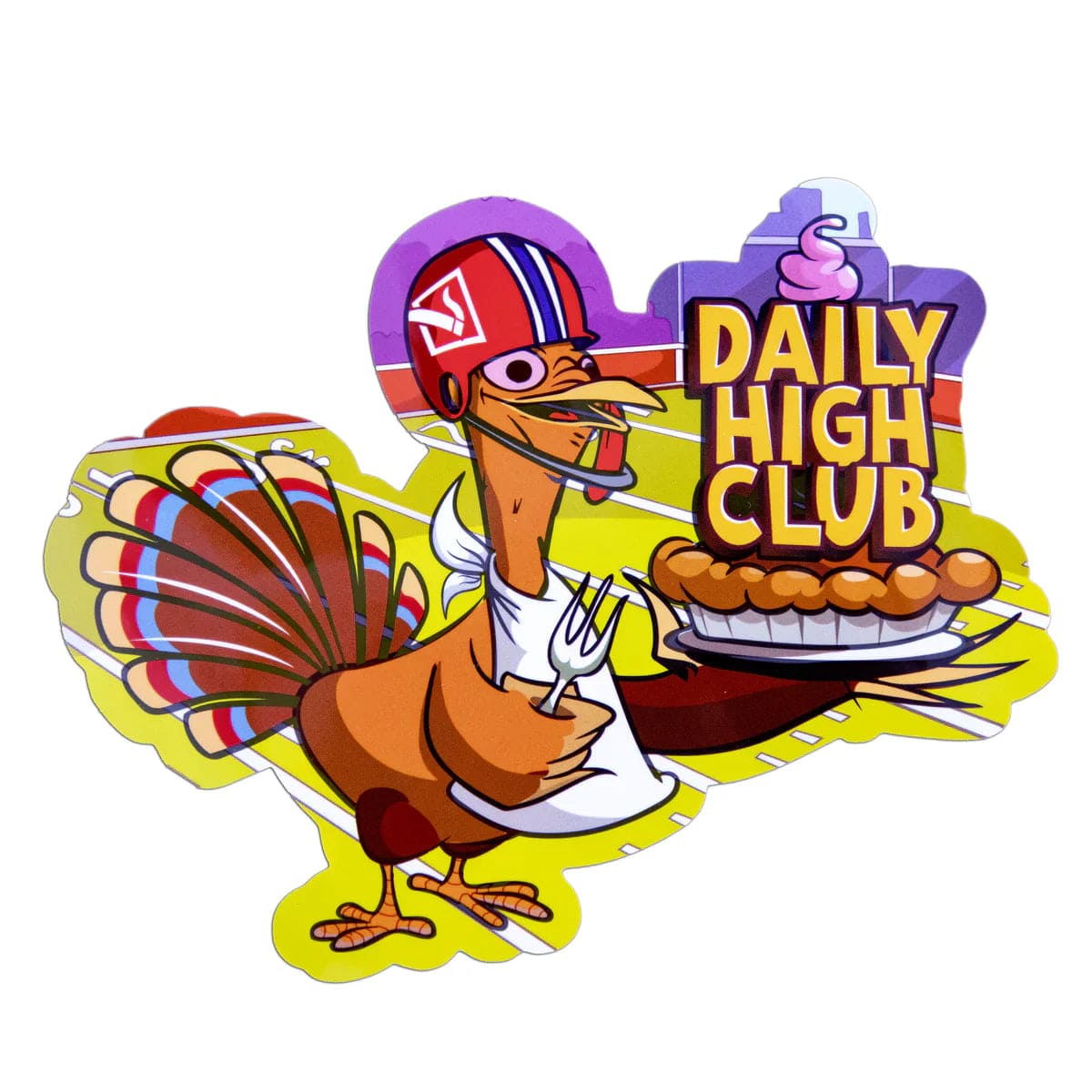 Front view of the “Turkey Day Touchdown” Box with a cartoon turkey wearing a football helmet.