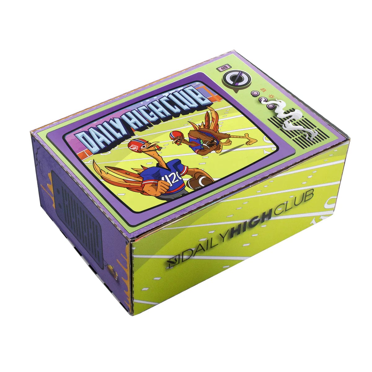 Front view of the ""Turkey Day Touchdown"" Box with cartoon turkey graphics on a vibrant, colorful background.