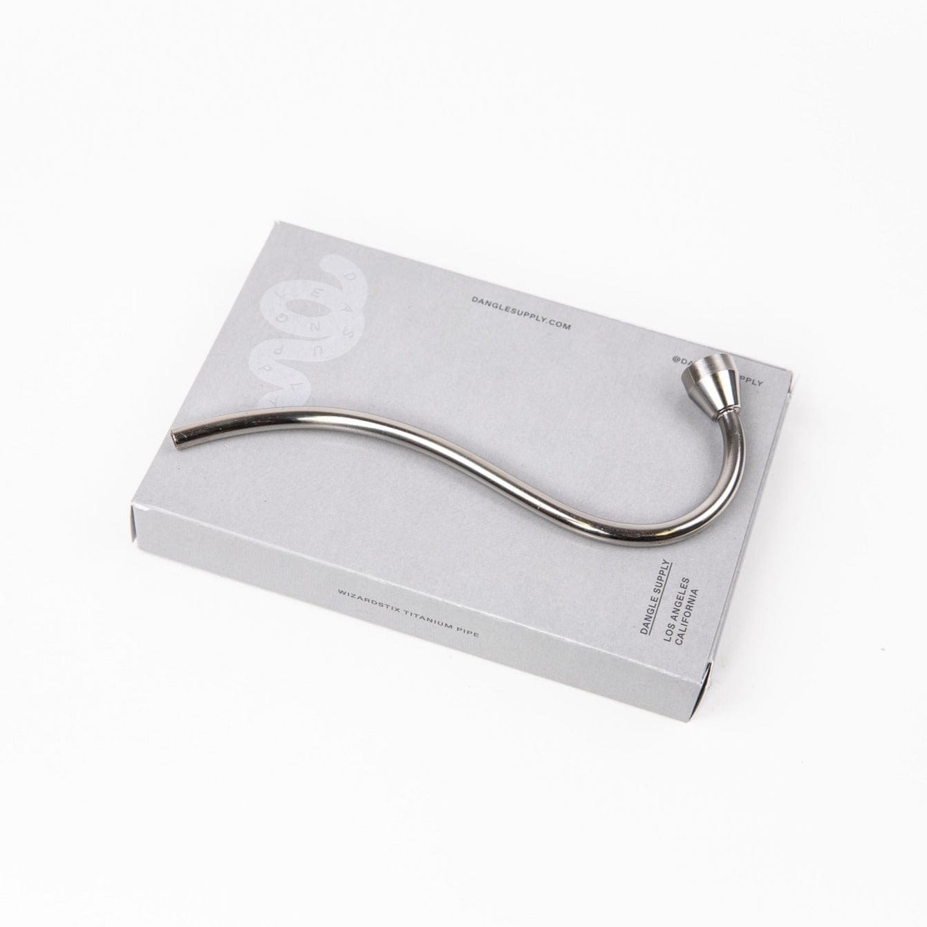 A side view of the WizardStix Titanium Wizard Pipe with a sleek, metallic finish against a plain white background.