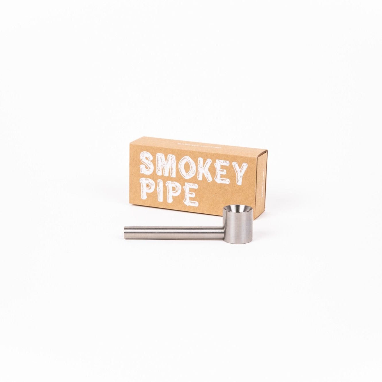 A close-up, angled view of the Smokey Pipe Titanium Pipe, showcasing its metallic sheen against a plain white background.