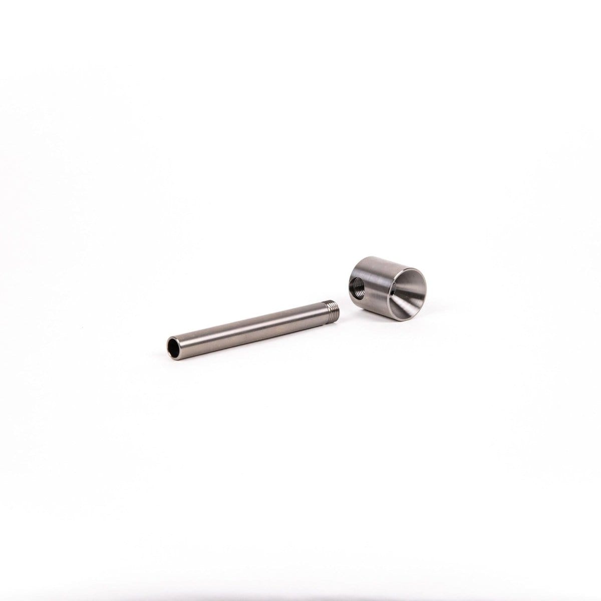A close-up shot of the Smokey Pipe Titanium Pipe with a metallic sheen, angled against a solid white background.
