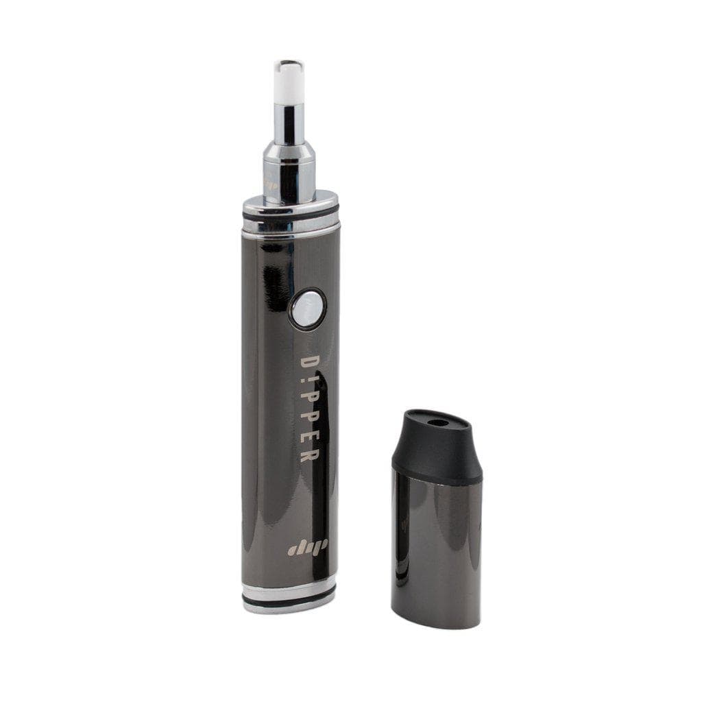 Front view of The Dipper, a black cylindrical device with a silver tip, set against a plain white background.