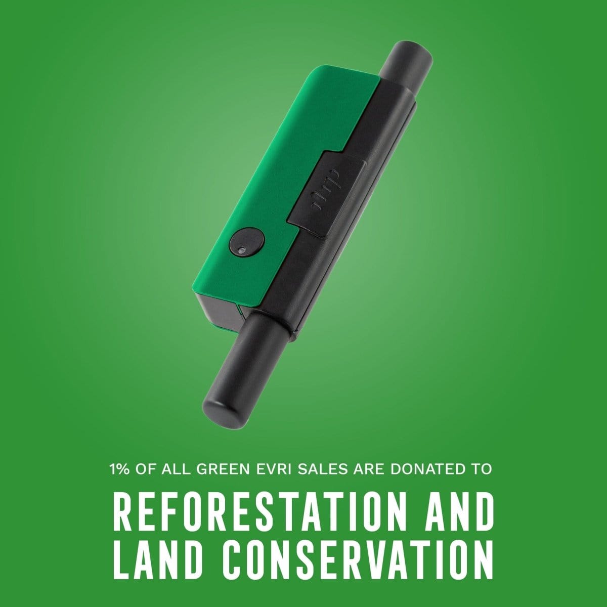 Front view of the Evri Starter Pack, a sleek, dark green kit against a solid green background.