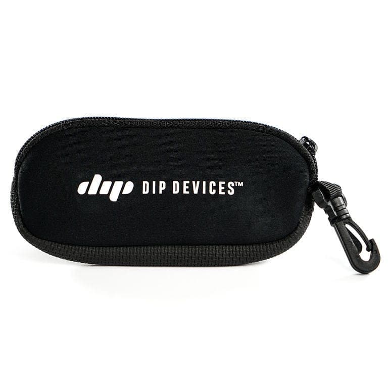 The Dip Devices Soft Carrying Case is shown in a close-up, angled view with a black zipper and attached clip.