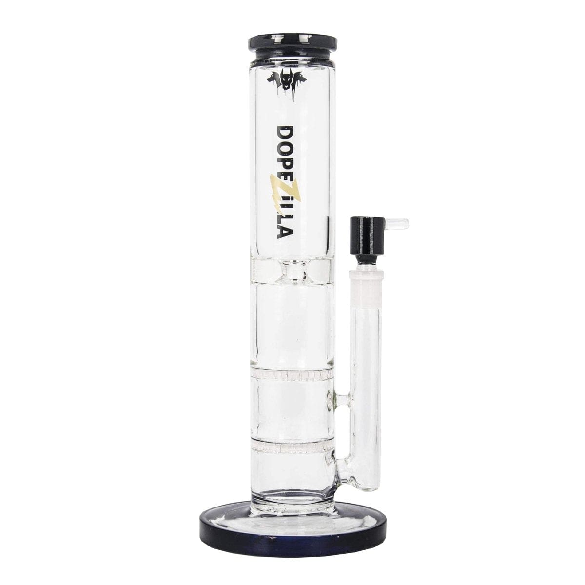 A front view of the DOPEZILLA CERBERUS 12 IN AND 16 IN STRAIGHT WATER PIPE, showing the clear glass tube against a plain white background.