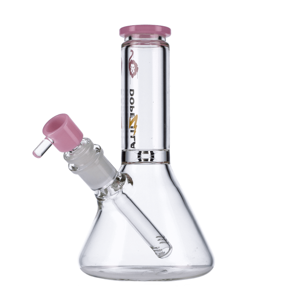 A front view of the Chimera Beaker Water Pipe, showcasing its clear glass construction and simple beaker shape.