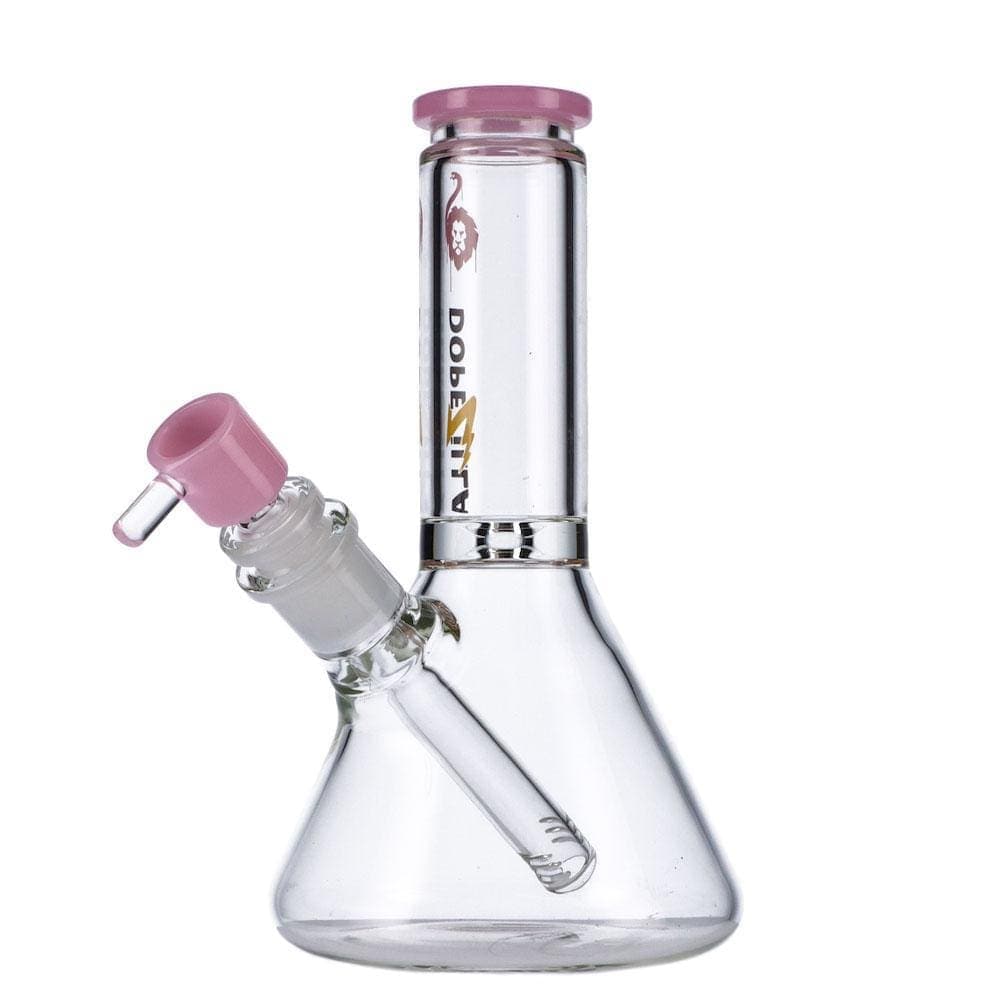 A front view of the Chimera Beaker Water Pipe, featuring a clear glass construction and a simple beaker shape.