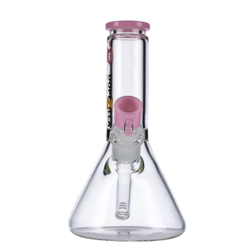 Front view of the Chimera Beaker Water Pipe, a clear glass piece with a subtly colored rim, isolated on a white background.