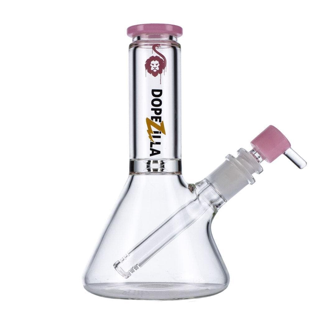 A studio shot of the Chimera Beaker Water Pipe, featuring a clear glass construction and a simple, cylindrical form.