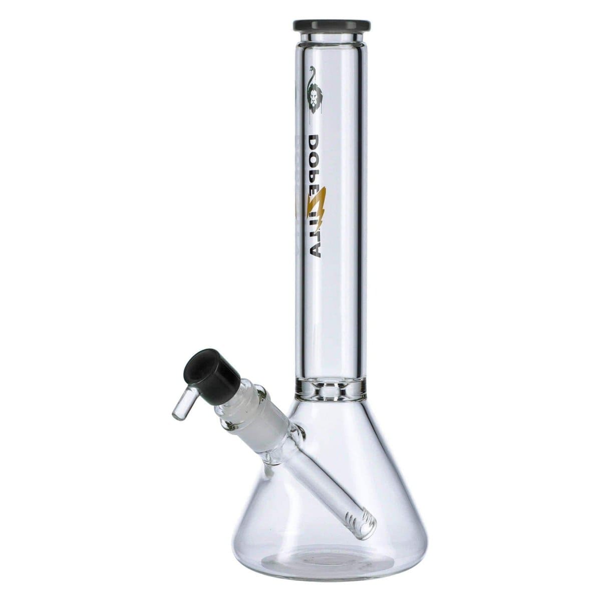 A front view of the Chimera Beaker Water Pipe, showcasing its clear glass construction and simple beaker shape.