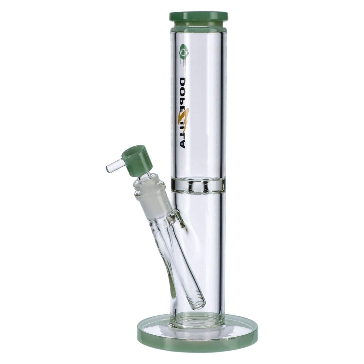 A straight, front view of the DOPEZILLA CYCLOPS 8 IN AND 12 IN STRAIGHT WATER PIPE, showing a clear glass tube with a rounded base.