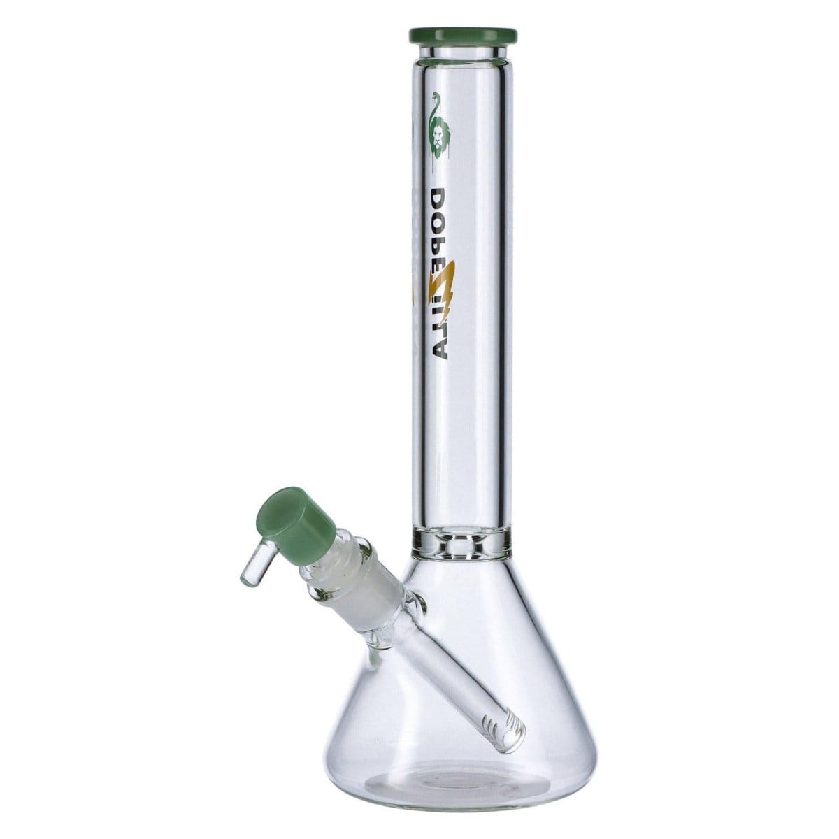 Front view of the Chimera Beaker Water Pipe, a clear glass beaker with a simple cylindrical body and flared base.