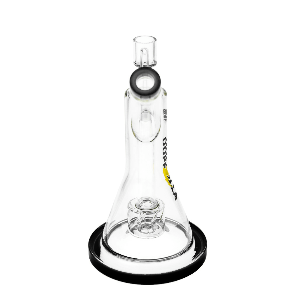 A studio shot of the Dopezilla Dab Rig Basilisk, showing the clear glass rig angled against a plain white background.