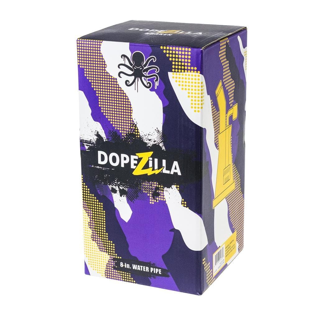 Front view of the DOPEZILLA KRAKEN 8 IN DAB RIG with a purple and black pattern, displayed against a dark background.