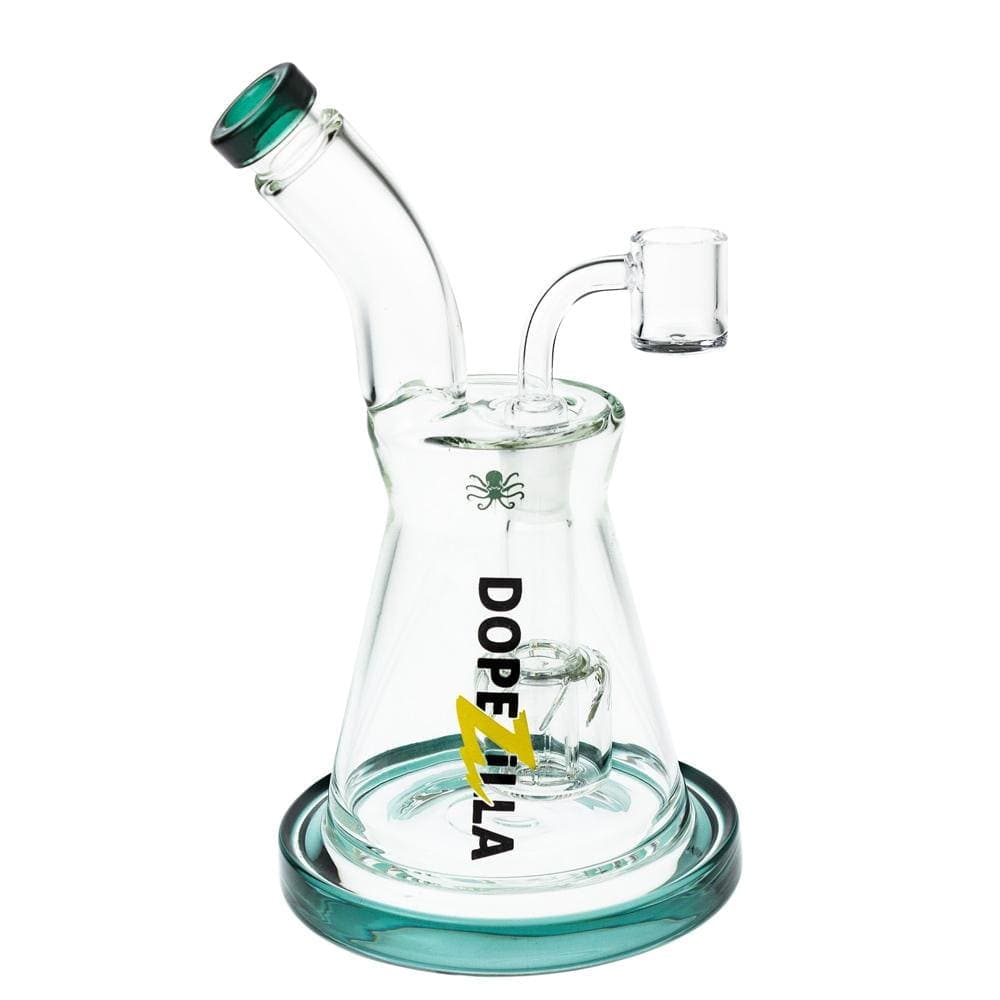 The DOPEZILLA KRAKEN 8 IN DAB RIG is shown in a studio shot with a clean, white background, highlighting its curved glass form.