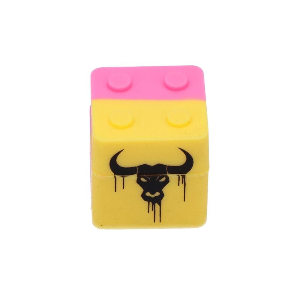 Front view of the 30mm Lego Cube Silicone Stash Jar, a colorful, block-shaped container against a plain white background.