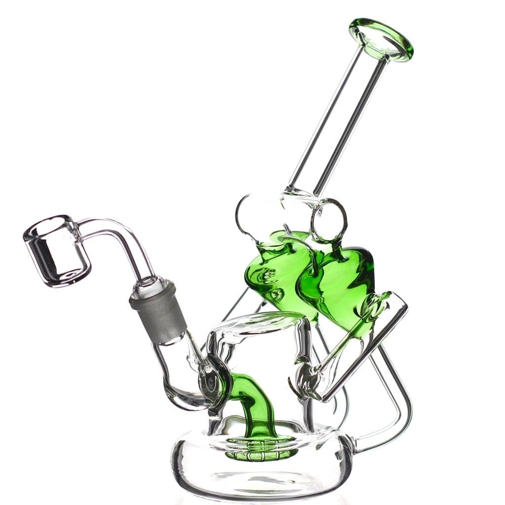 Lotus Glass Green Double Scope Recycler Dab Rig