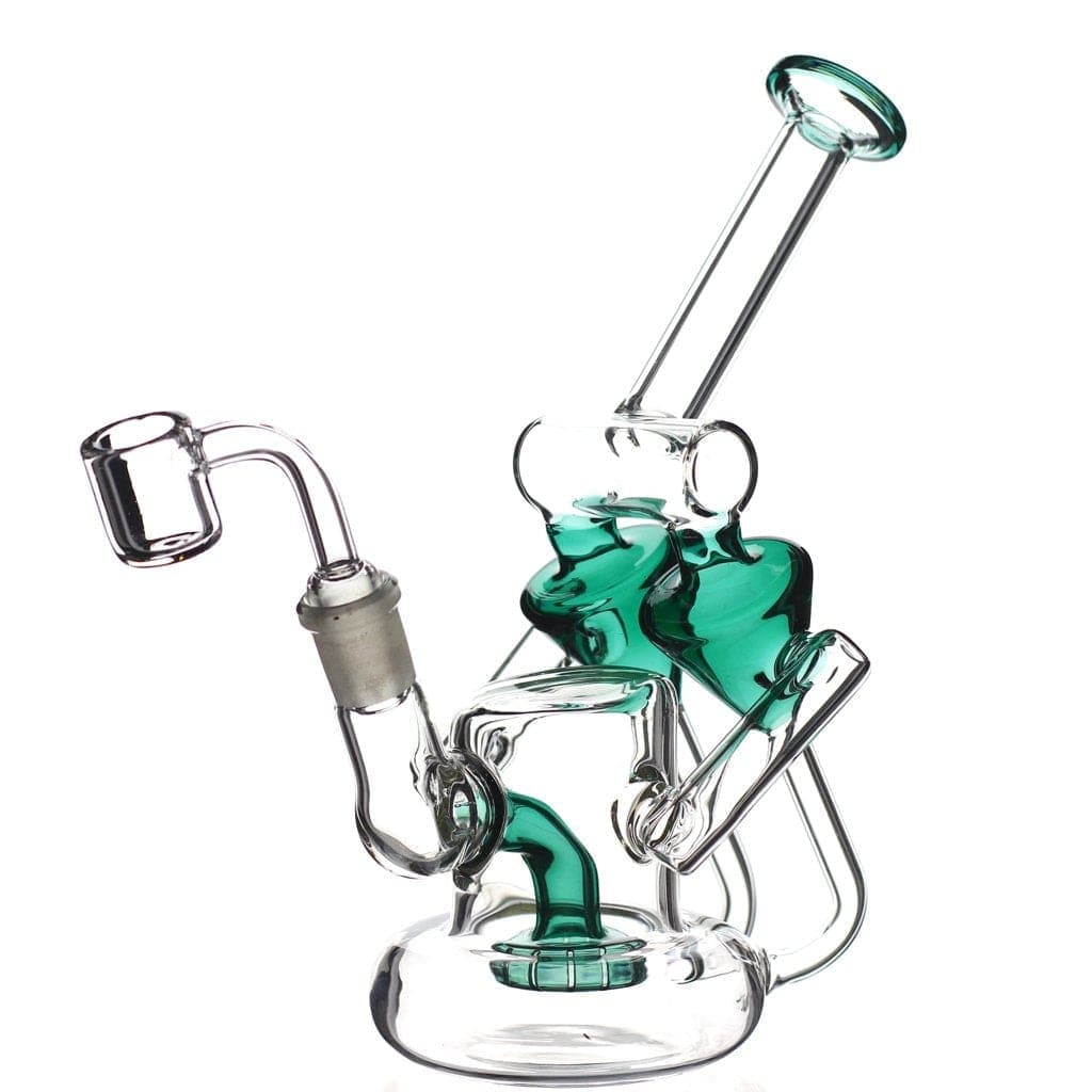 Lotus Glass Teal Double Scope Recycler Dab Rig