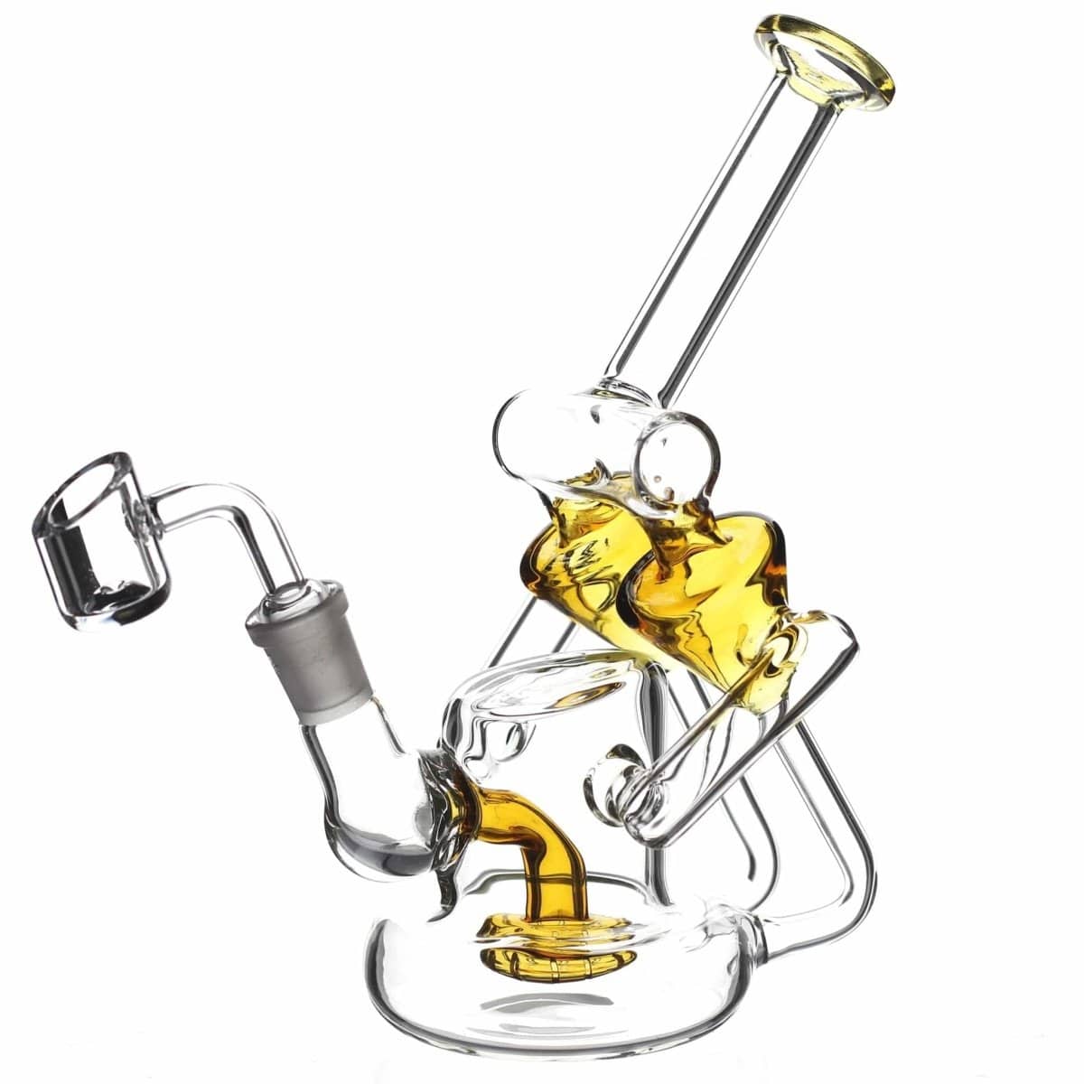 Lotus Glass Yellow Double Scope Recycler Dab Rig
