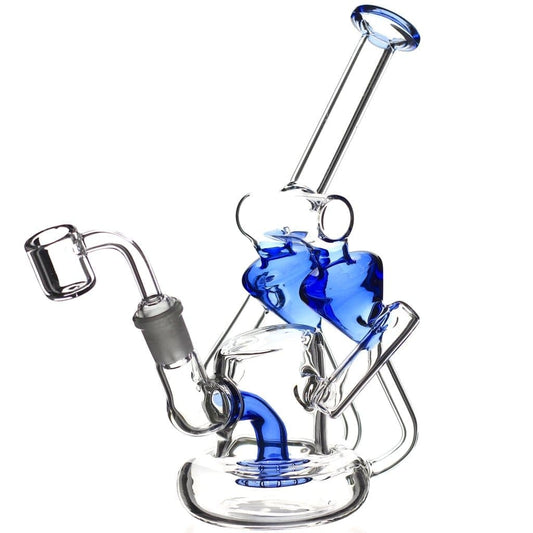 Lotus Glass Blue Double Scope Recycler Dab Rig
