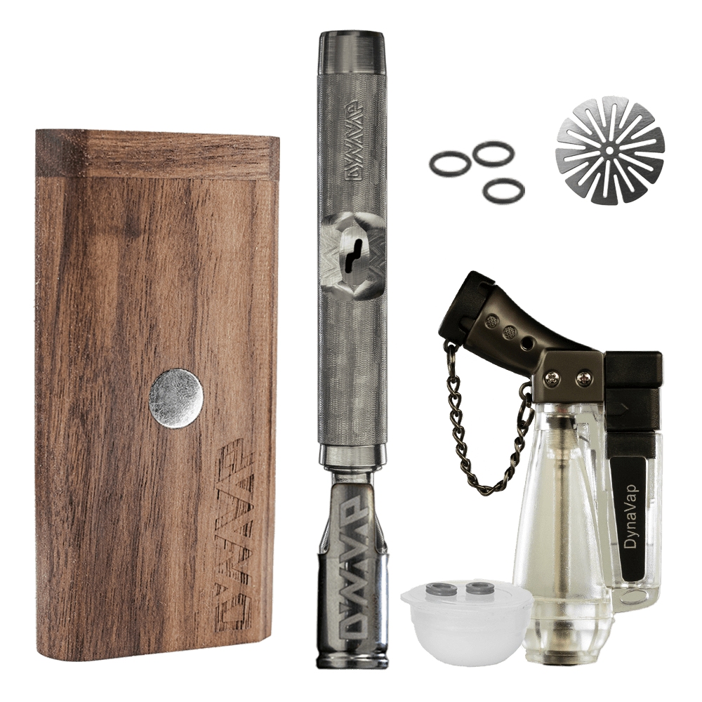 The M 7 Starter Pack, displayed from a slight angle, includes a silver lighter and translucent, circular components.
