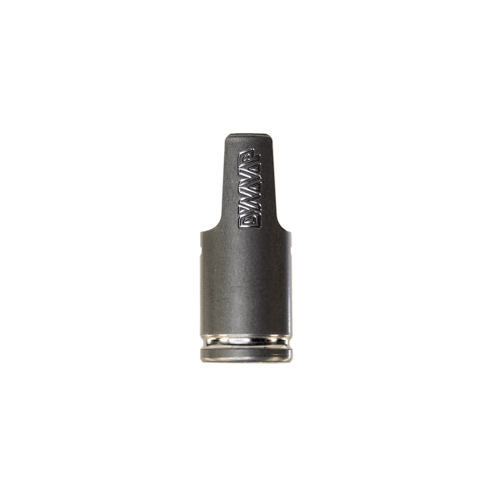 Close-up of The Armored Cap, a matte black metal cap viewed from a slight angle against a plain white background.