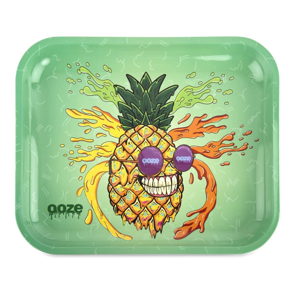 Ooze Rolling Mats and Trays Mr. Pineapple Rolling Tray - Metal - Large