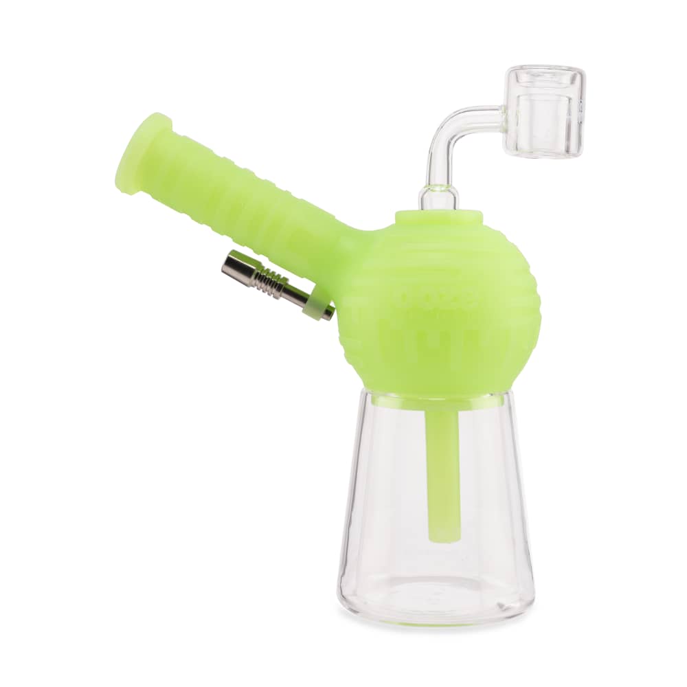 Ooze Dab Rig Green Glow Ooze Blaster Silicone Glass 4-in-1 Hybrid Water Pipe and Dab Straw
