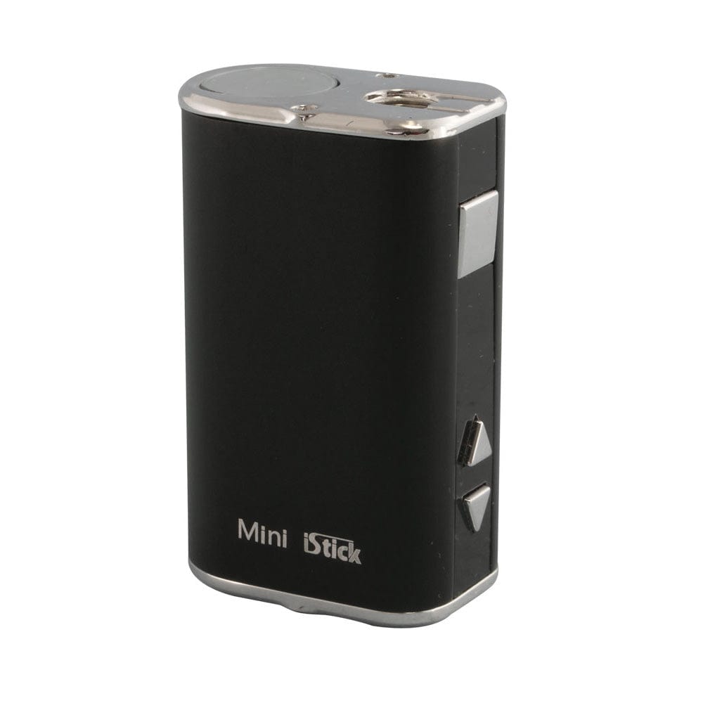 Front view of the iStick Mini 10W Digital Mod Battery, showcasing its sleek, rectangular silver design with button details.