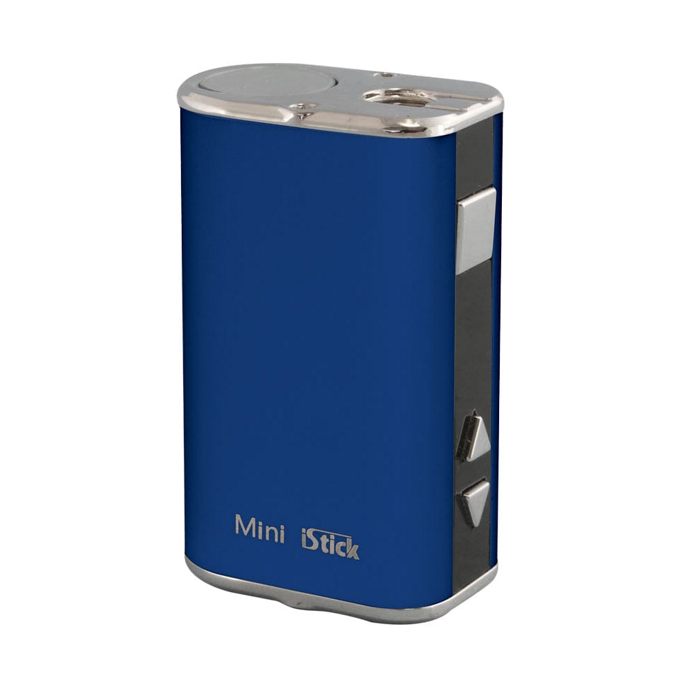 Front view of the iStick Mini 10W Digital Mod Battery, a sleek, rectangular device with a black finish and a small digital display.