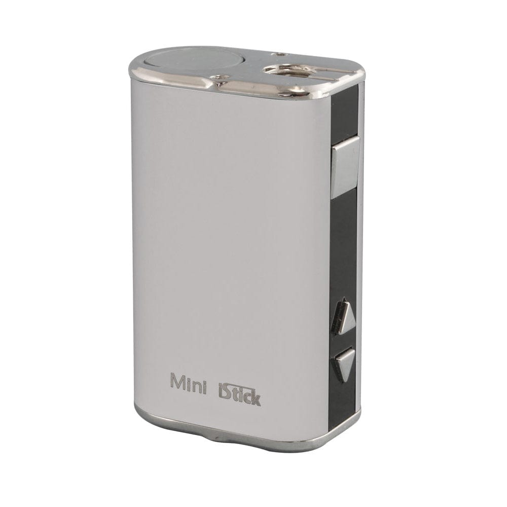 Front view of the iStick Mini 10W Digital Mod Battery, showcasing its silver finish and sleek, compact design.