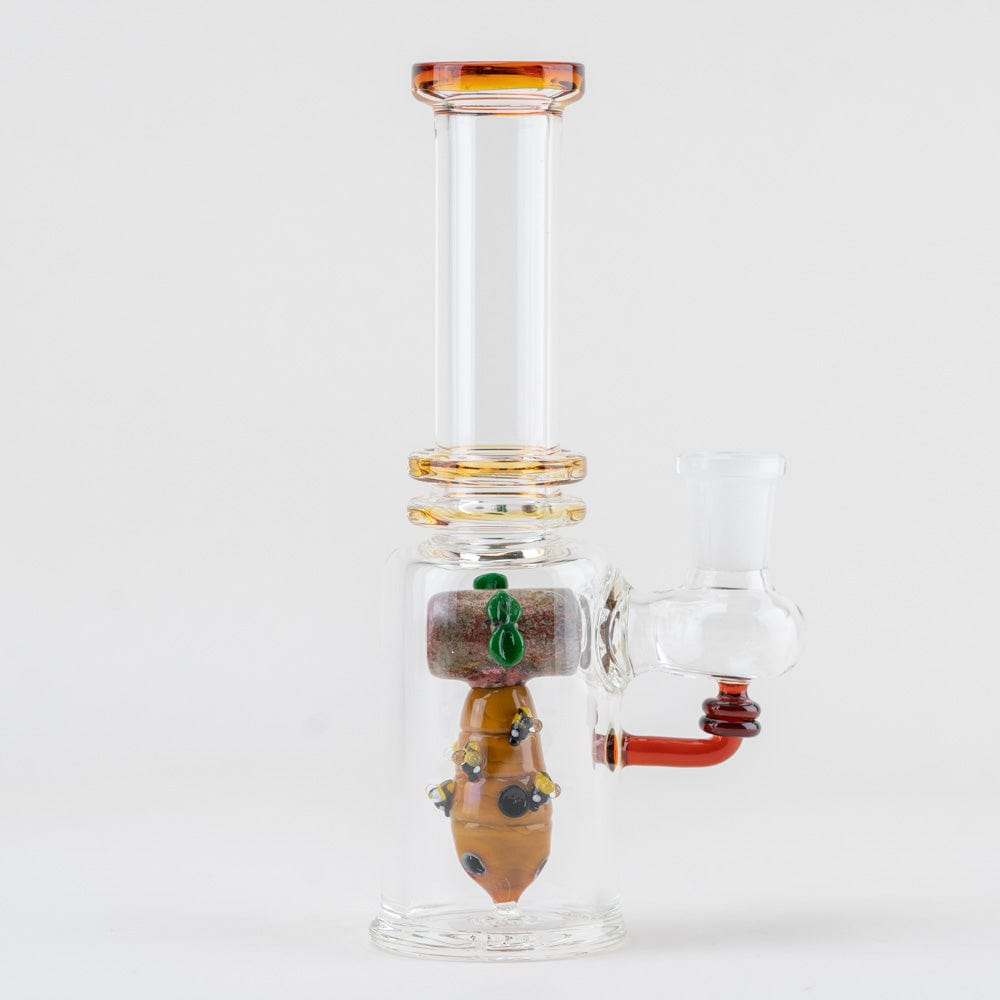 A front view of the “Save the Bees” Mini Tube, showcasing its clear glass construction and delicate bee-themed accents.
