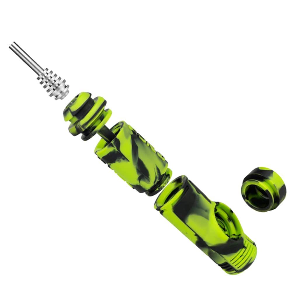 A slightly angled view of the Eyce Silicone Nectar Collector, showing the tip separated from the main body against a white background.