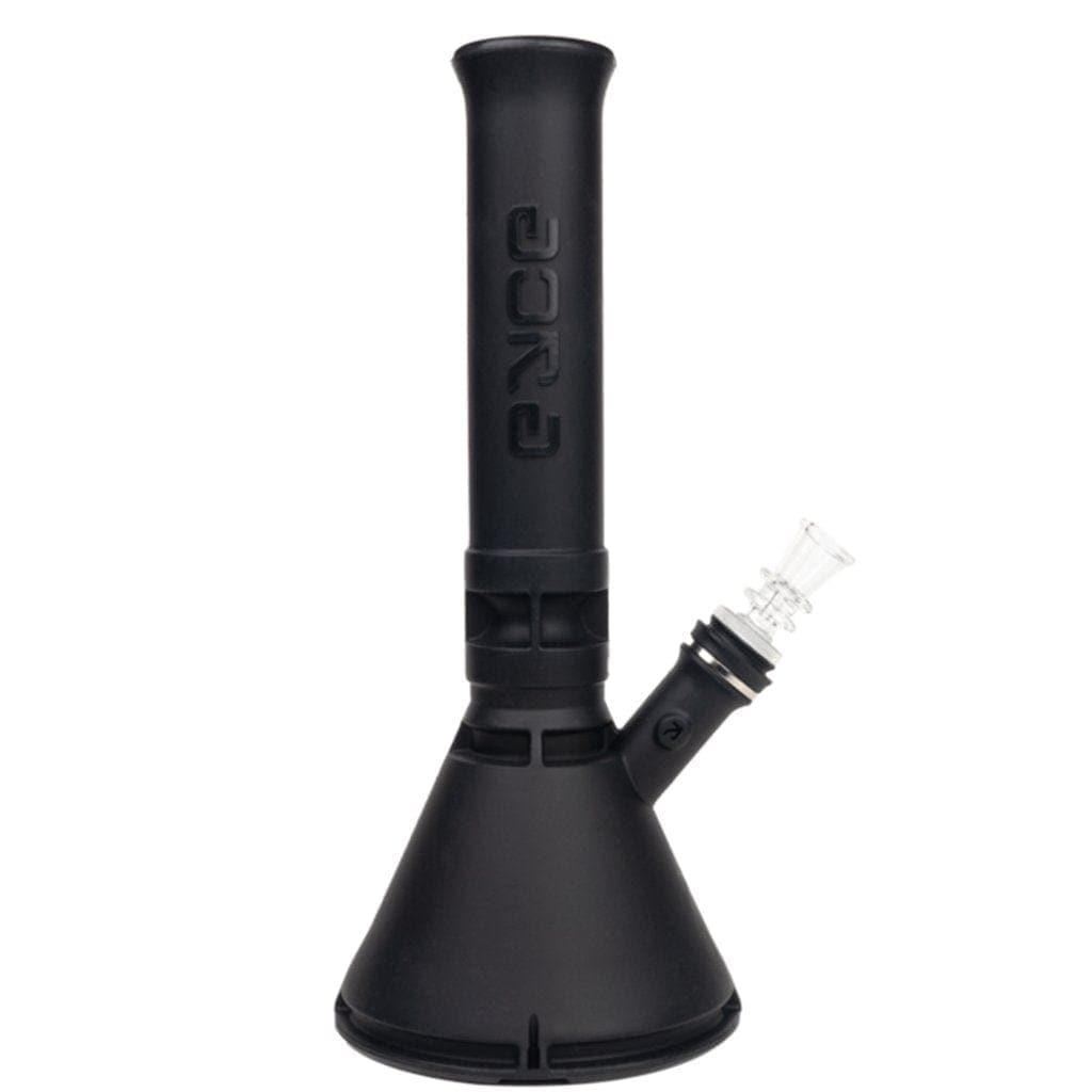 A front view of the Eyce Beaker, a dark-colored glass piece with a classic beaker shape and minimal visible details.