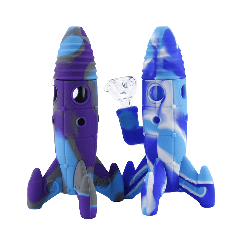 Cloud 8 Smoke Accessory Water Pipe Silicone and Glass Rocket Ship Mini Bong