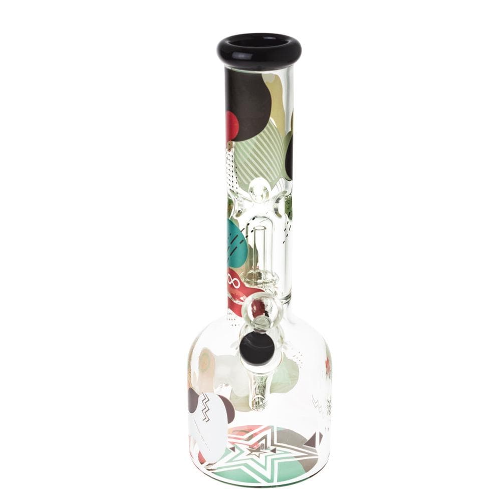 Front view of the Aquarius 12" Water Pipe, a clear glass pipe with a patterned neck and wide base, against a plain white background.