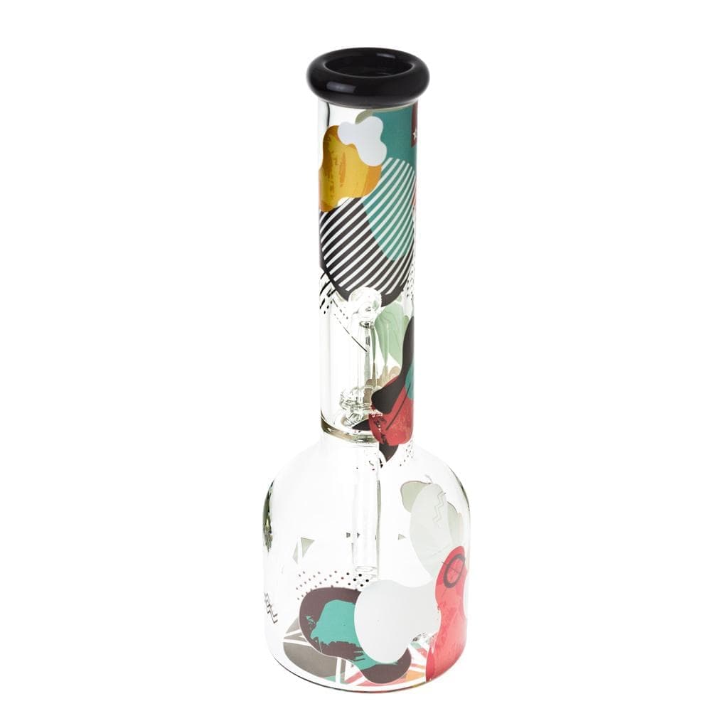 Front view of the 12-inch Aquarius Water Pipe, showcasing its clear glass construction and simple cylindrical form.