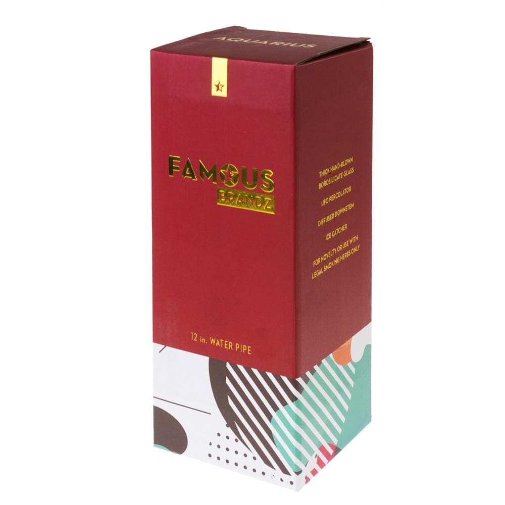 A front view of the Aquarius 12" Water Pipe, showcasing its clear glass construction and simple, cylindrical shape.