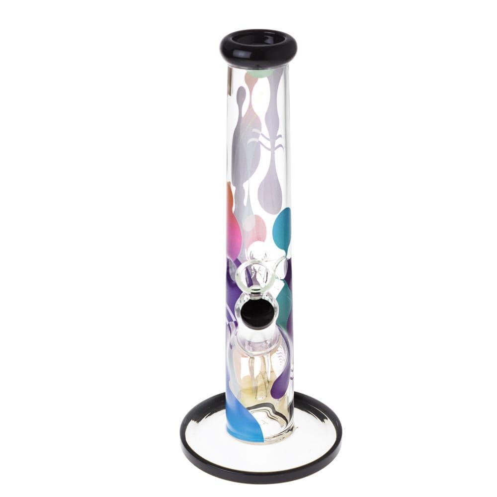 Front view of the Panorama 12" Straight Water Pipe, a clear glass tube with a wide circular base on a white background.