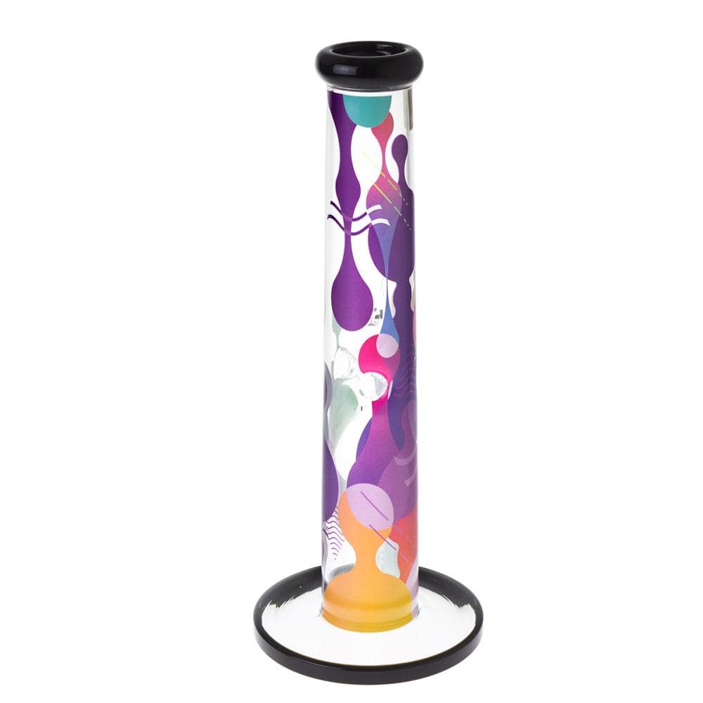 A front view of the Panorama 12" Straight Water Pipe, showing a clear glass tube with a circular base on a white backdrop.