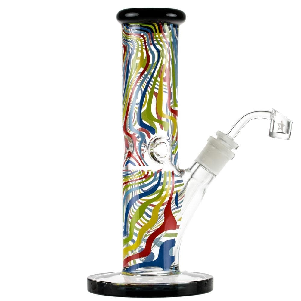 A front view of the Amnesia 10" Dab Rig with colorful swirls against a plain white background.